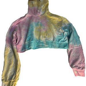 Frankie B Kylie Crystal Crop Hoodie Size XS